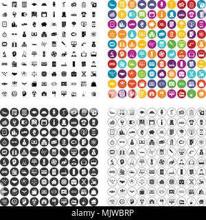 100 loans icons set vector variant Stock Vector