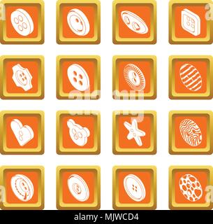 Clothes button icons set orange square vector Stock Vector
