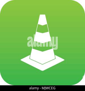 Traffic cone icon digital green Stock Vector