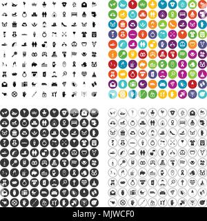 100 love icons set vector variant Stock Vector