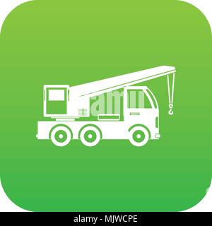Truck mounted crane icon digital green Stock Vector