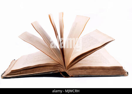 old open book on white background Stock Photo