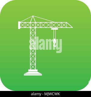 Construction crane icon digital green Stock Vector