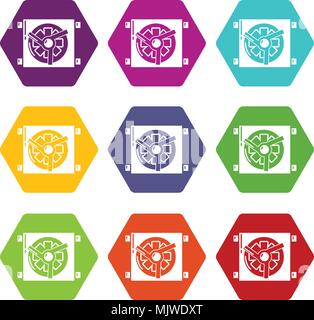 Dynamo car detail icons set 9 vector Stock Vector