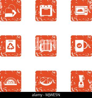 Livelihood icons set, grunge style Stock Vector
