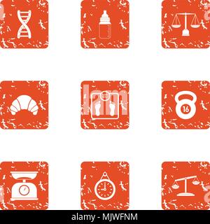Study of the body icons set, grunge style Stock Vector