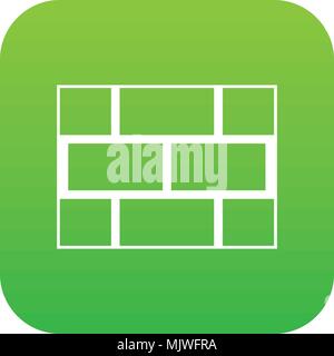 Concrete block wall icon digital green Stock Vector