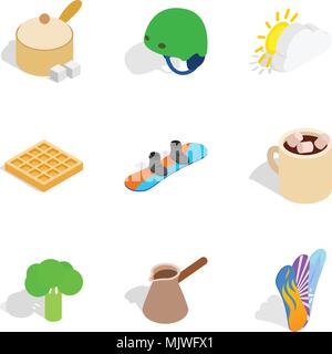 Coolest place icons set, isometric style Stock Vector
