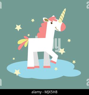 unicorn on the cloud Stock Vector