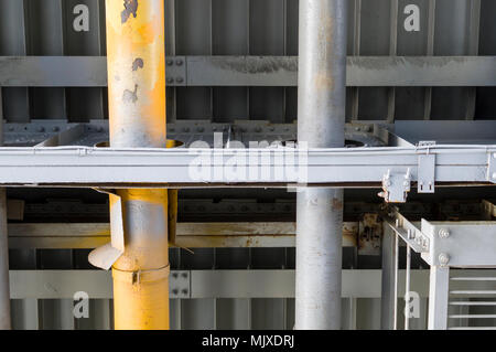 modern industrial bridge with pipes. background Stock Photo