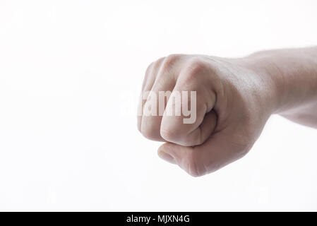 hand squeezed in fist in stone, for background and business Stock Photo