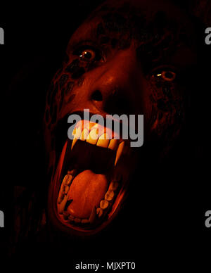 3d rendering of a screaming ghost woman in haunted house Stock Photo