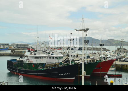 Fishing Boats Moored In The Harbor Of The Fortified Village Of Getaria. Fishing Average Age Travel. March 26, 2018. Getaria Guipuzcoa Basque Country S Stock Photo