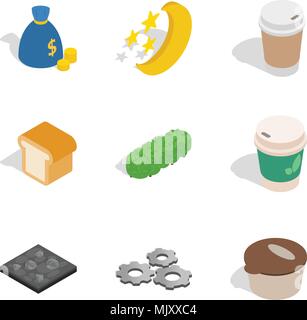 Heating season icons set, isometric style Stock Vector