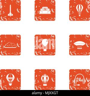 Air call service icons set, grunge style Stock Vector