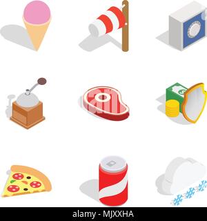 Spend the winter icons set, isometric style Stock Vector