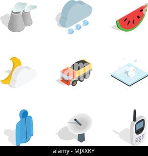 Hibernate icons set, isometric style Stock Vector
