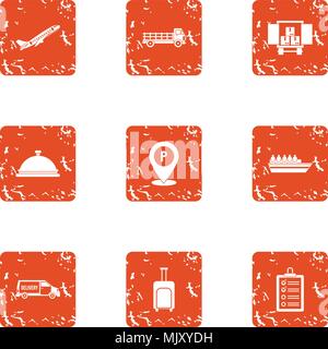 Smuggle icons set, grunge style Stock Vector