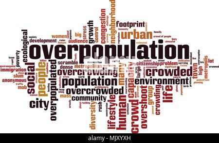 Overpopulation word cloud concept. Vector illustration Stock Vector