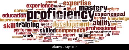 Proficiency word cloud concept. Vector illustration Stock Vector