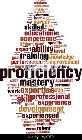 Proficiency word cloud concept. Vector illustration Stock Vector