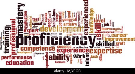 Proficiency word cloud concept. Vector illustration Stock Vector