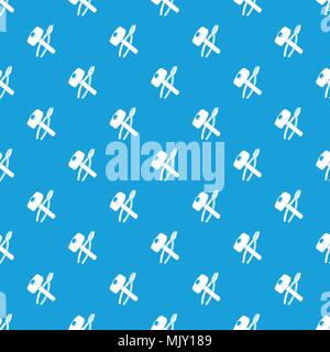 Hammer clamping mites pattern vector seamless blue Stock Vector