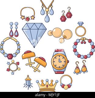 Jewellery icons set. Cartoon set of jewellery vector icons for web ...