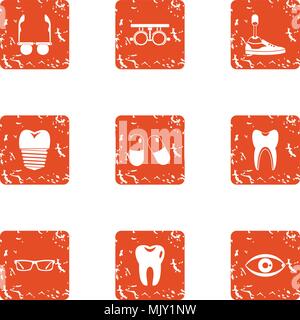Body parts replacement icons set, grunge style Stock Vector