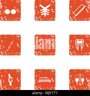 Flesh icons set, grunge style Stock Vector