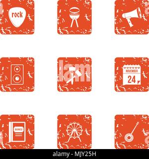 Private bbq icons set, grunge style Stock Vector