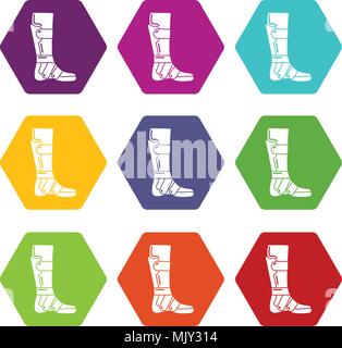 Leg in retainer icons set 9 vector Stock Vector