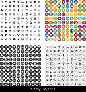100 on-line seminar icons set vector variant Stock Vector
