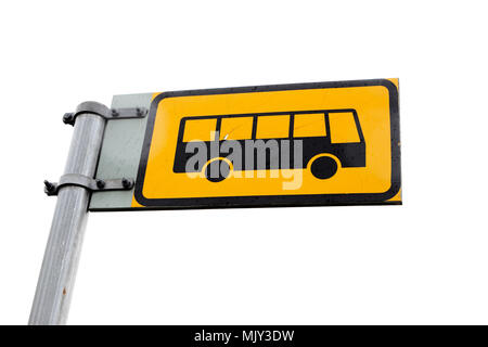 Finnish trafficsign for a local bus stop isolated on white. Stock Photo