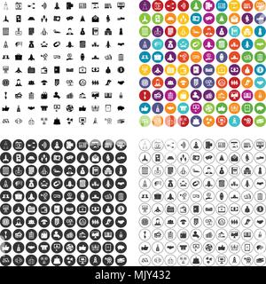 100 partnership startup icons set vector variant Stock Vector