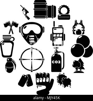 Paintball icons set, simple style Stock Vector Image & Art - Alamy