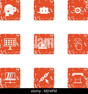 High adaptability icons set, grunge style Stock Vector
