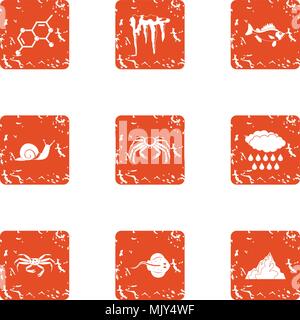 Evolution icons set, grunge style Stock Vector