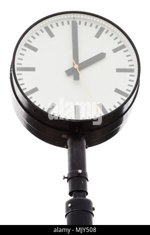 Public clock two o'clock isolated on white background. Stock Photo