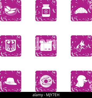 Outskirts icons set, grunge style Stock Vector