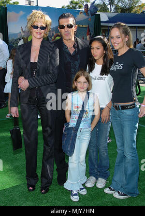 Antonio Banderas with wife Melanie Griffith, daughter Stella and kids arriving at the Shrek 2 Premiere at the Westwood Village Theatre in Los Angeles. May 8, 2004.           -            BanderasA GriffithM kids102.JPG           -              BanderasA GriffithM kids102.JPGBanderasA GriffithM kids102  Event in Hollywood Life - California,  Red Carpet Event, Vertical, USA, Film Industry, Celebrities,  Photography, Bestof, Arts Culture and Entertainment, Topix Celebrities fashion /  from the Red Carpet-, Vertical, Best of, Hollywood Life, Event in Hollywood Life - California,  Red Carpet , USA, Stock Photo