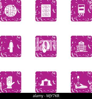 Replacement icons set, grunge style Stock Vector