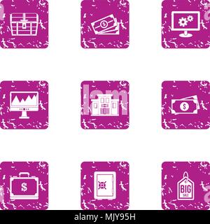 Keeping the money icons set, grunge style Stock Vector