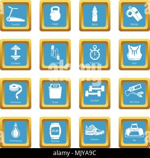 Gym sport icons set sapphirine square vector Stock Vector
