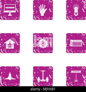 High tech style icons set, grunge style Stock Vector