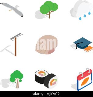 Defender of animal icons set, isometric style Stock Vector