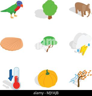 Menagerie icons set, isometric style Stock Vector