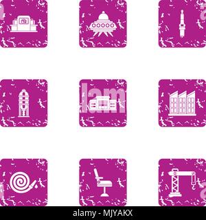 Fast construction icons set, grunge style Stock Vector