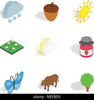 Zoology icons set, isometric style Stock Vector