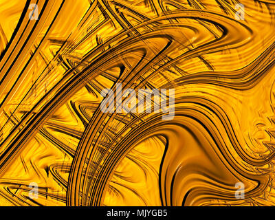 abstract fractal textured gold background with multiple curved lines Stock Photo